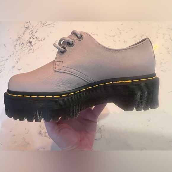 Dr. Martens Men’s SZ.9 1461  Quad II Leather Platform Taupe Shoes New - Picture 11 of 14